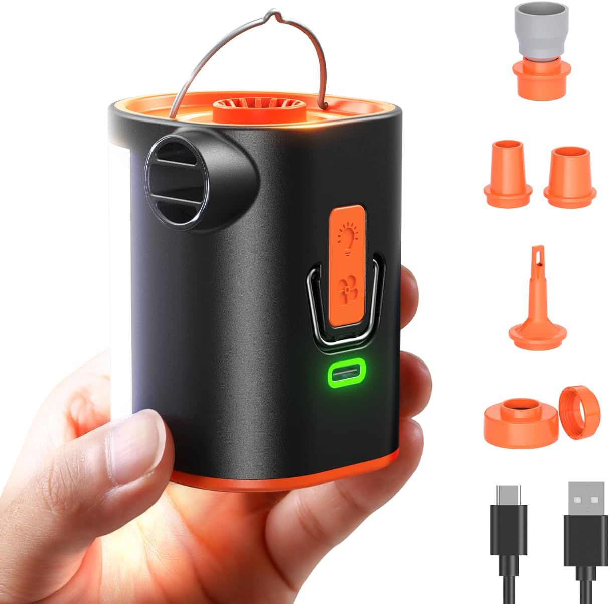 JOYROOM Air Pump for Inflatables, 3600 mAh Battery & Camping Light Portable Air Pump, 4.8kPa Ultra-Fast and Mini Electric Air Mattress Pump