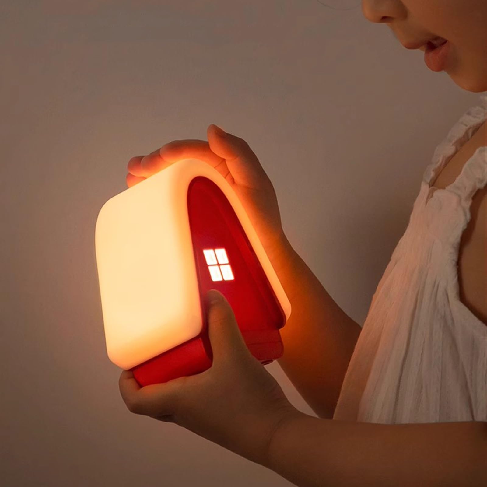 Tischlampen Schneehaus-Nachtlicht-Timing, wiederaufladbarer Begleiter, schlafende Still-Tischlampe, Kinderzimmer, niedliche dekorative Ambiente-Tischlampe, dimmbar Innenbeleuchtung (Color : B)