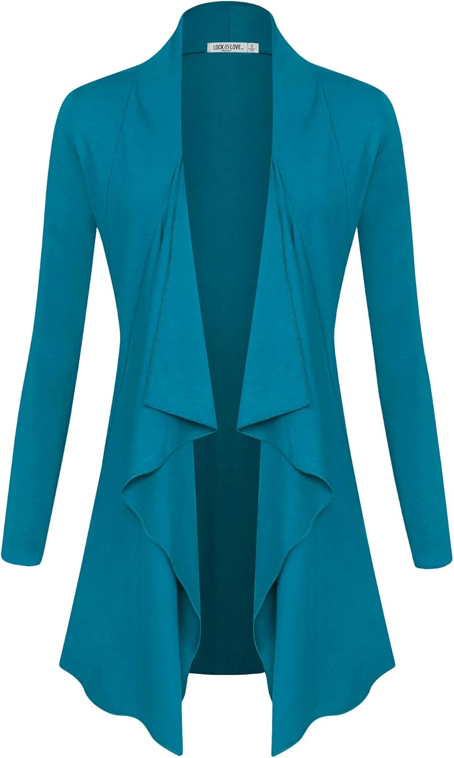 Lock and Love Women's Drape Front Open Cardigan Long Sleeve Irregular Hem S-5XL Plus Size - Image 2