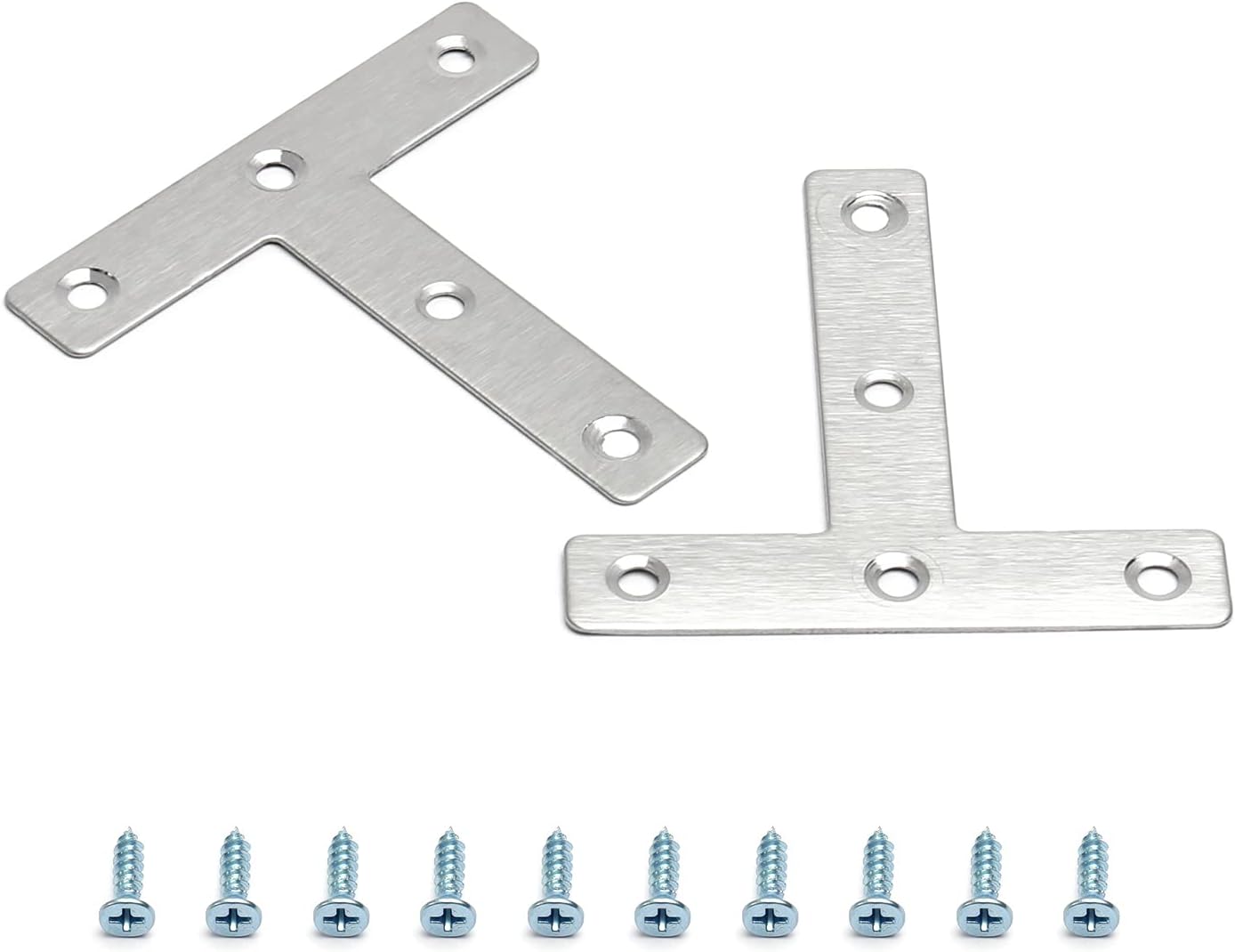 3.15"x 3.15"x 0.04"(LxWxT) Flat T Shape Repair Mending Plate Stainless Steel Joining Bracket Support Brace for Windows Screens 30Pcs
