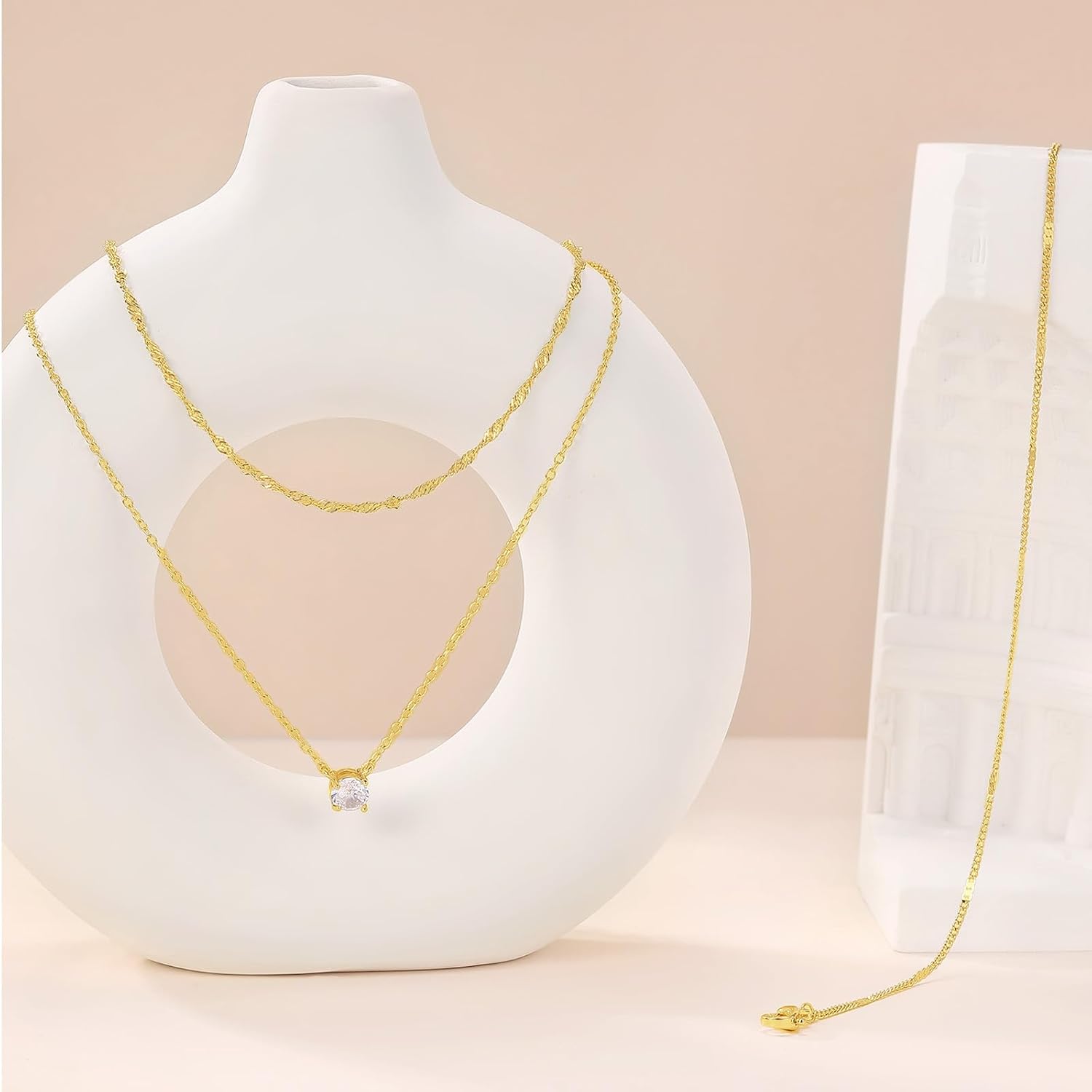 PDWZNBA Layered Gold-plated Necklaces for Women, 14K Real Gold-Plated Triple Chain Necklace, Dainty Choker Jewelry Set, Trendy Jewelry Gifts - Image 5