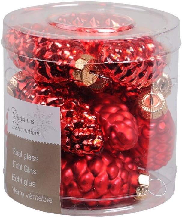 Red Glass Pine Cones - 12 x 60mm