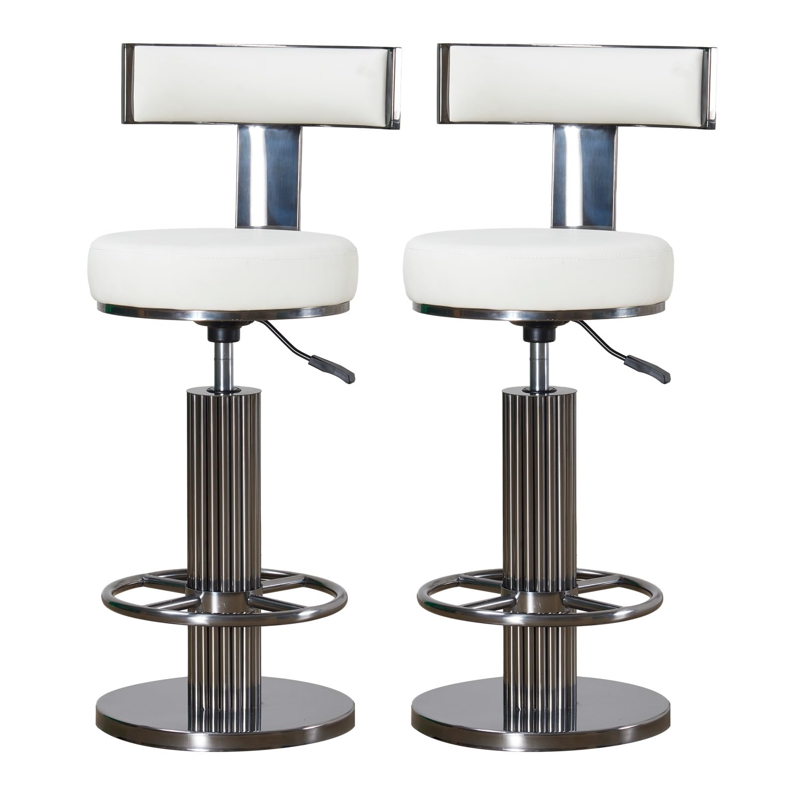 FUNROLUX Bar Stools Set of 2, Adjustable Swivel Counter Height Stools White