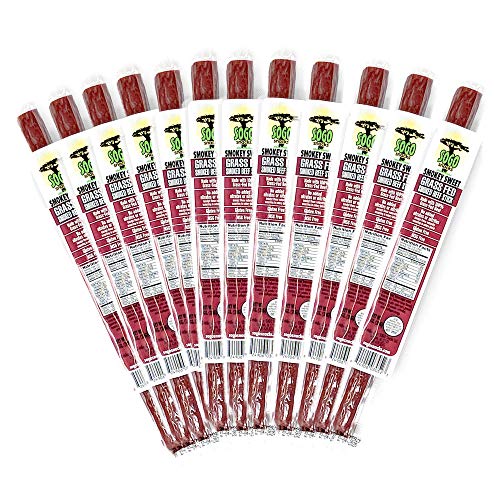 Sogo Snacks Smokey Sweet 100% Grass Fed Beef Sticks, Non-GMO, No Nitrates, Gluten Free, Soy Free and Dairy Free, No Nuts or MSG, Paleo & Keto Snack, 12 Count