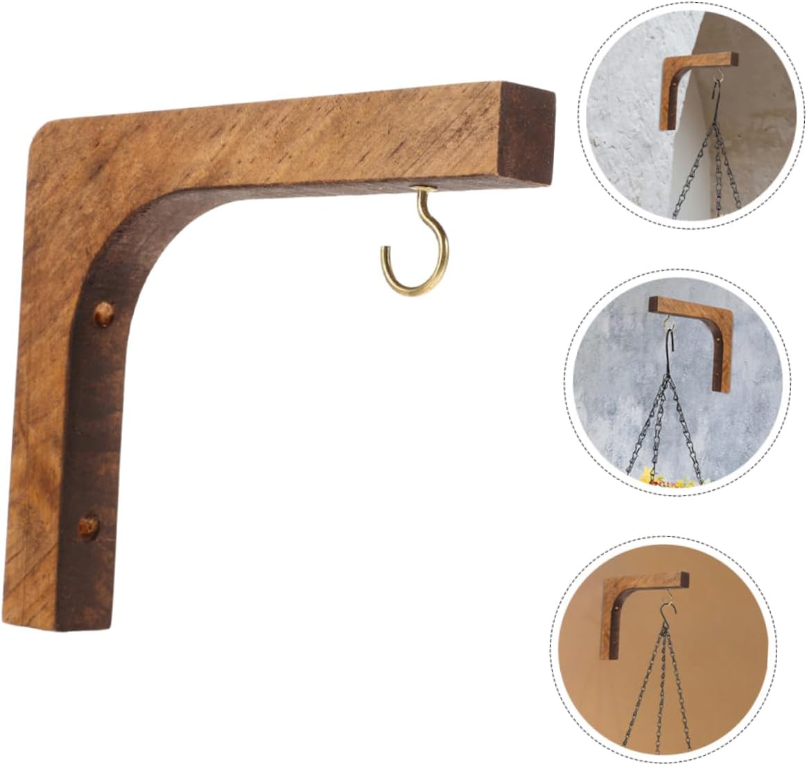 Sosoport 9pcs Wooden Wall Planter Hooks for Indoor Plants Decorative Hanging Plant Bracket for Wall Mounting Rustic Pine for Home and Garden Decor