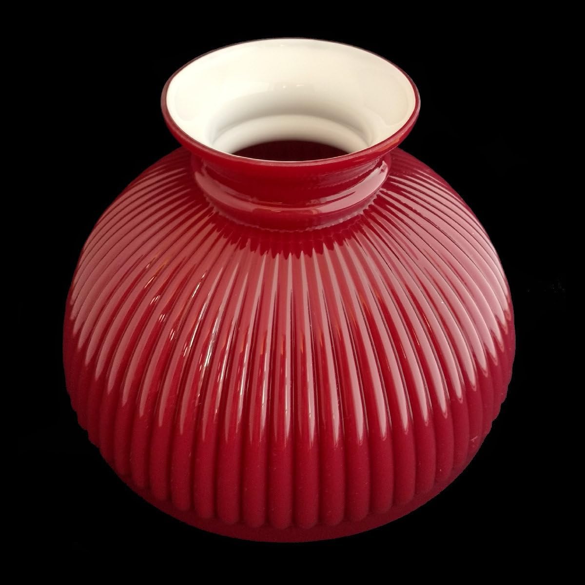 Aladdin Handmade Ribbed Glass Oil Lamp Shade 10 inch Ruby Red