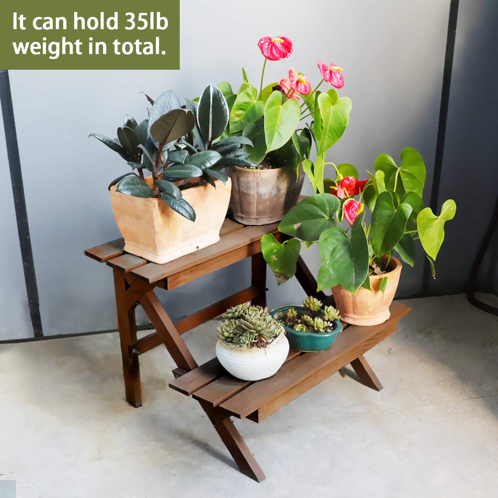 Amazon.co.jp: WORTH GARDEN 木製フラワースタンド二段 (ダーク
