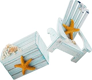 EXCEART 1 Conjunto Mini Cadeira De Praia Mini Decoração Acessórios Para Casa Decoração Mini Casa De Boneca Cadeiras De Praia Em Miniatura Baú De Praia Mini Caixa De Madeira Cadeira De