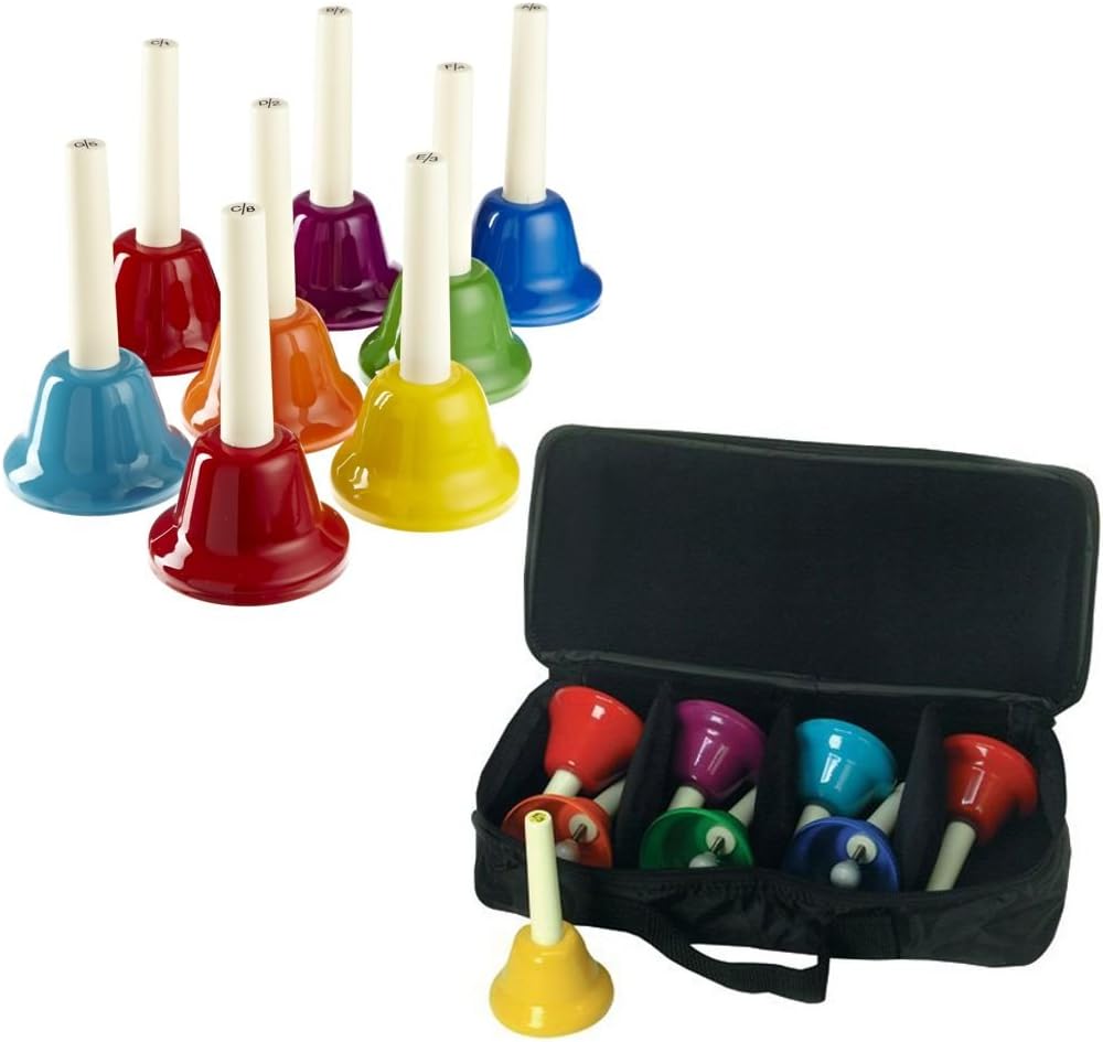 Rhythm Band 8 Note Metal Hand Bells - Set of 8 with Case for 8-Note Hand bells Holds 8 Metal Hand Bells : Musical Instruments
