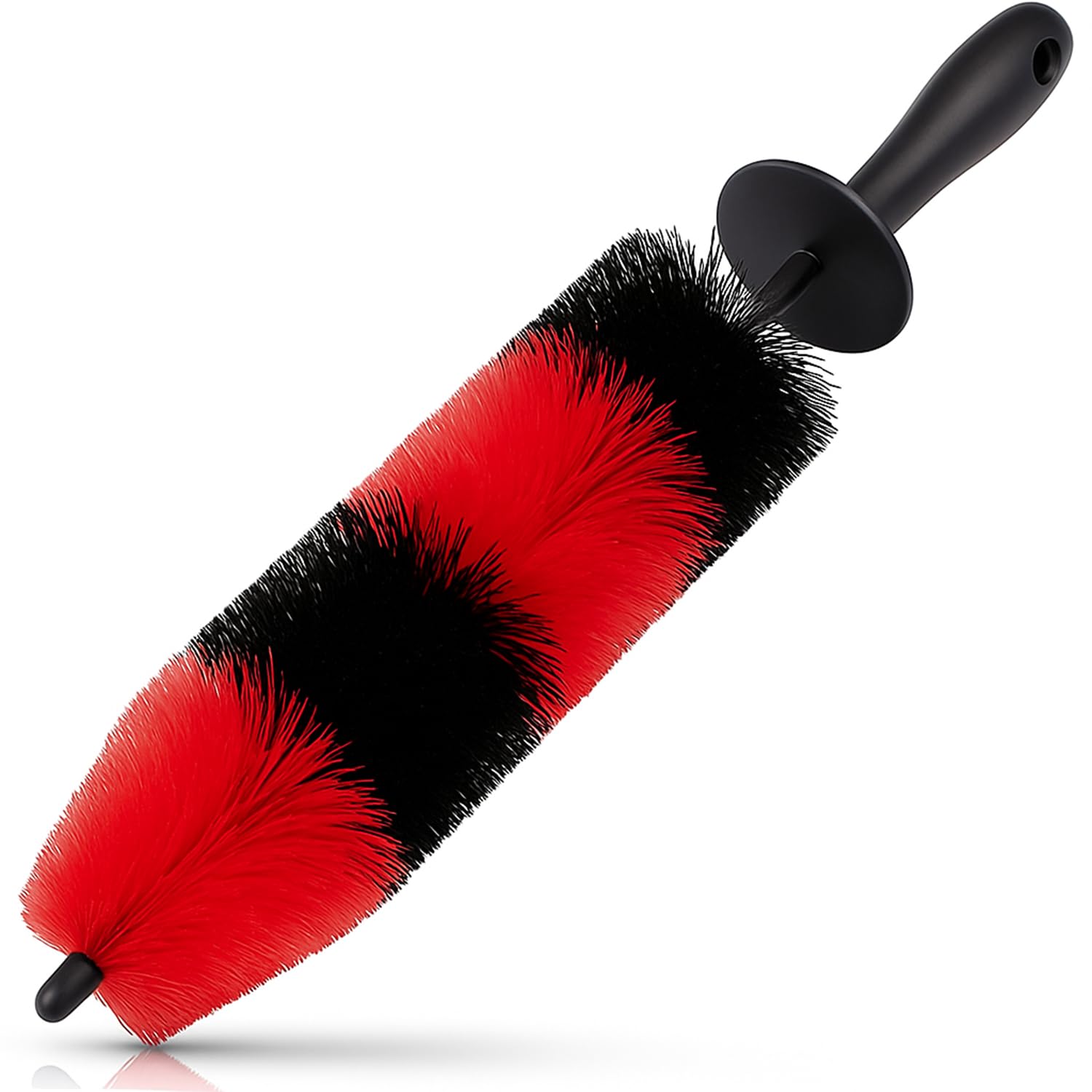 TAKAVU Master Wheel Tire Brush, Easy Reach Wheel and Rim Detailing Brush Long Soft Bristle, Car Tire Brush, Wheel Scrub Brush, Multipurpose use for Wheels Rims Exhaust Tips Motorcycles (Red)