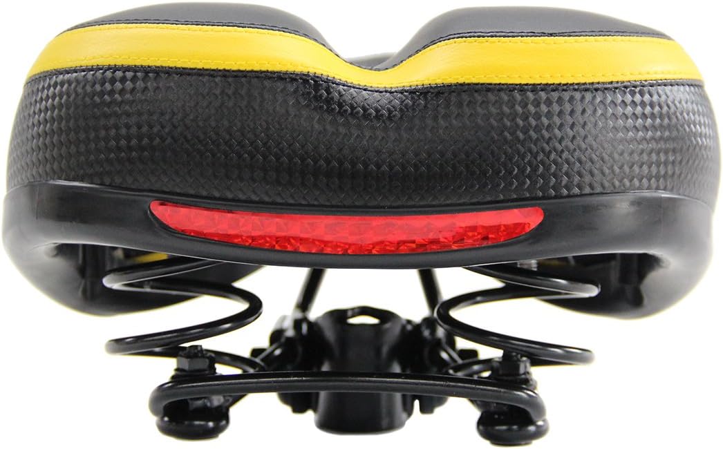 UNISTRENGH Comfortable Bike Seat for Men and Women - Oversize Bicycle Saddle with Safety Reflective Tape Soft Cushion Fit for Mountain Bike, Road Bicycle, Hybrid, Cruiser and Stationary Exercise Bike