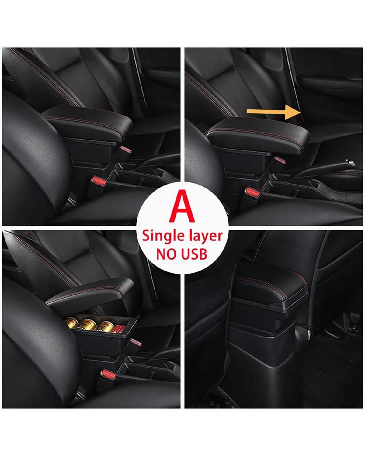 Accoudoir Voiture Central Boîte D'accoudoir Voiture Pièces Intérieures Voiture Boîte Rangement Pièces Rénovation Accessoires Voiture Détails Intérieurs USB pour Peugeot 307 Accoudoir Central(A2 Black