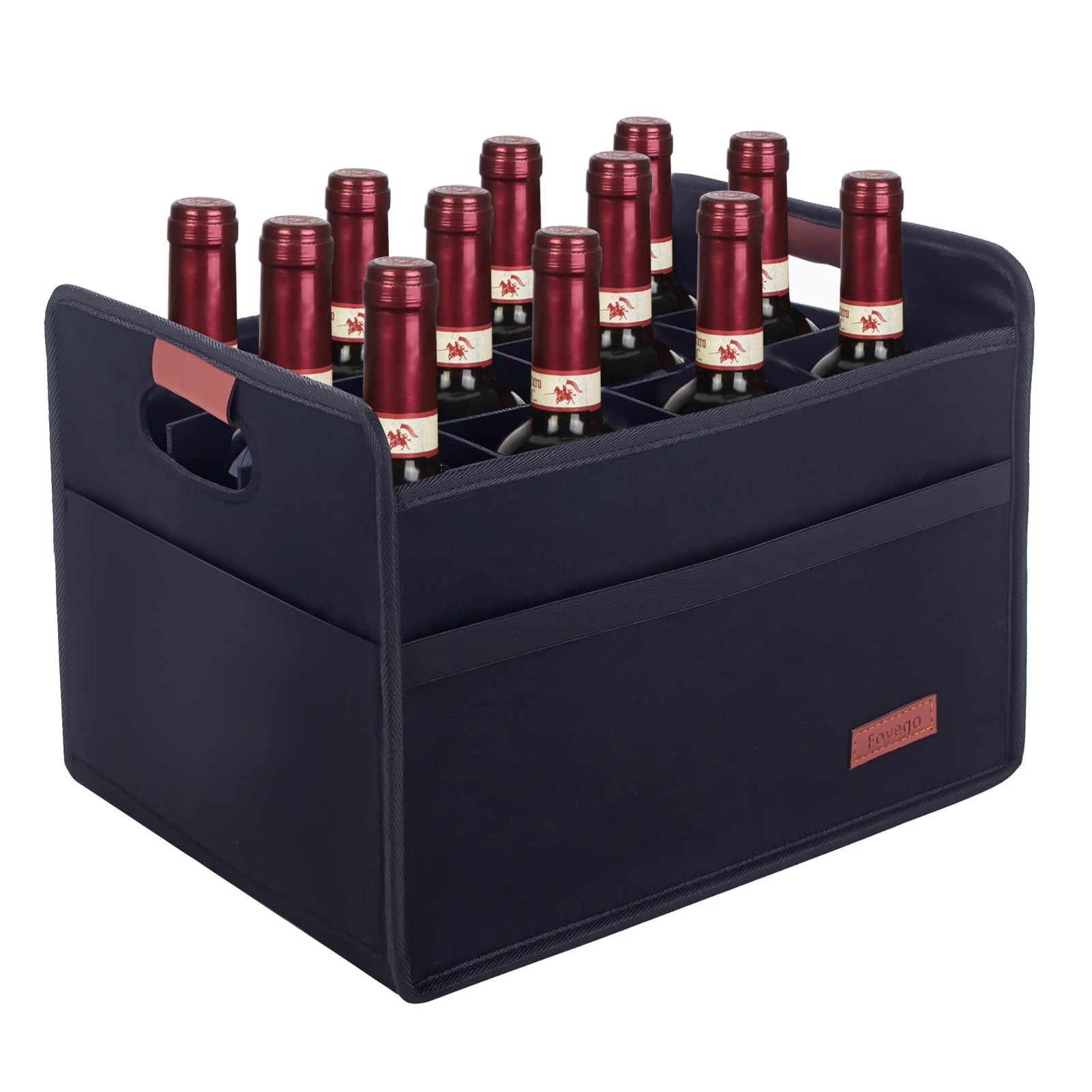 Foyego 12 Bottle Wine Tote Bag, Insulated Thermal Padded Wine Carrier Tote, Reusable Wine Bags for Wine Bottles Travel, Camping and Picnic, Perfect Wine Lover Gift (BLack)