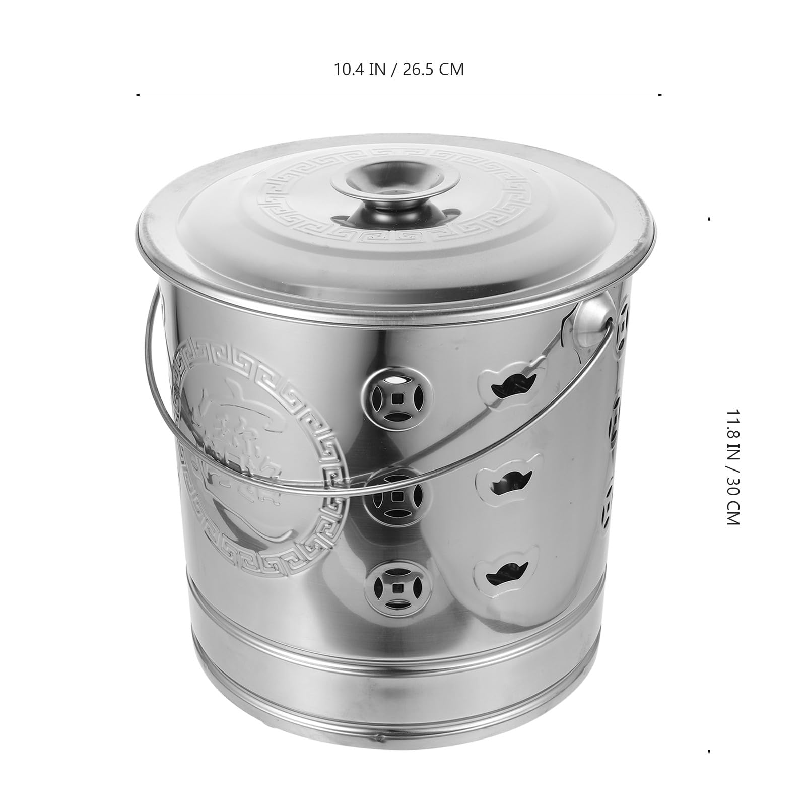 Incinerador de Acero Inoxidable para Quemar Papel Ritual Cubo Portátil con Asas Grandes Resistente y Duradero para Exteriores Jardines y Templos Modelo Pequeño sin Interior