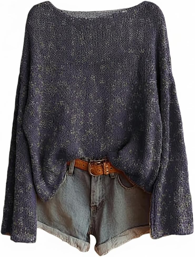 Akivide Womens Cozy Loose Boho Floral Print Lightweight Knit Sweaters Long Sleeve Casual Pullover Jumper Tops Plus Size