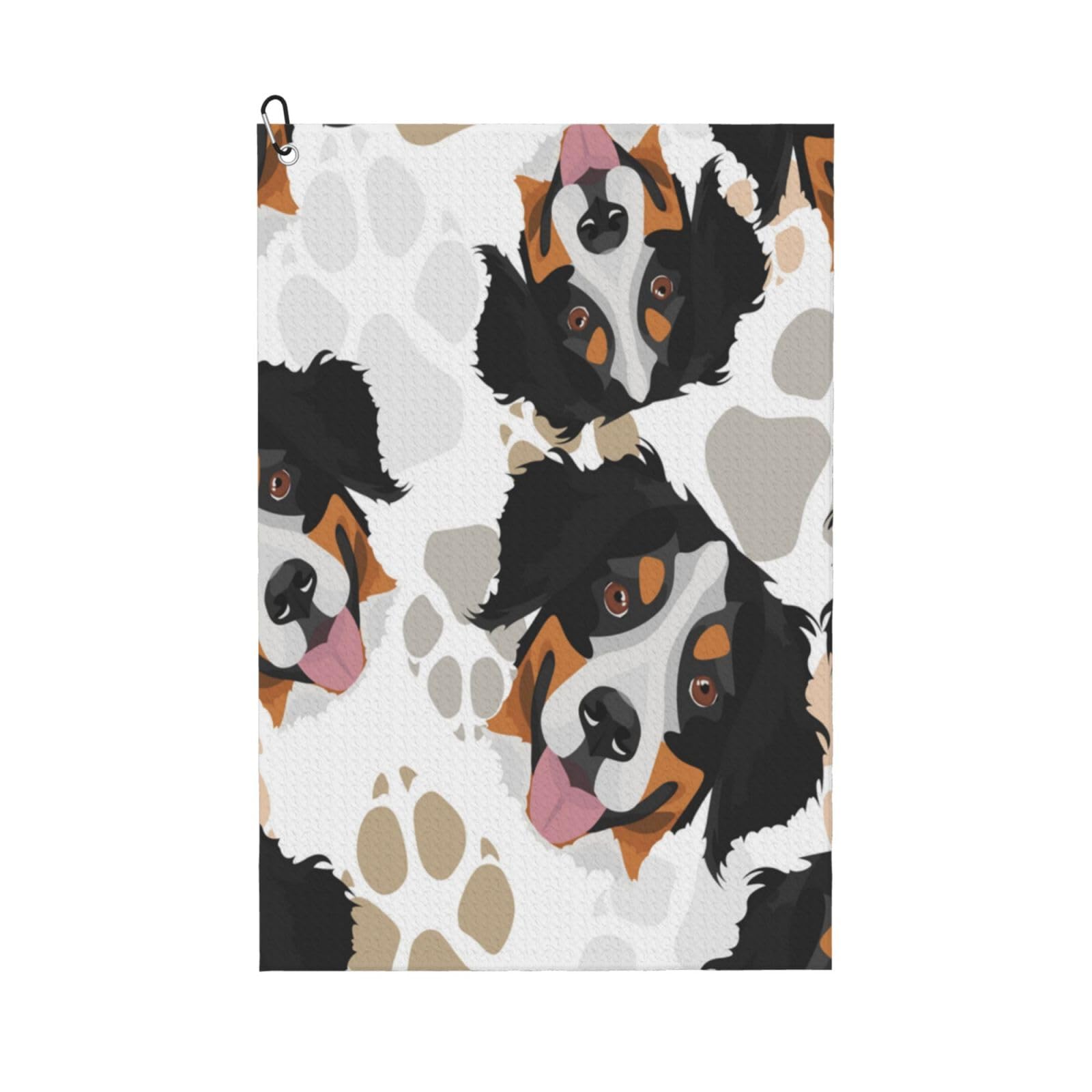 Hnnkloy Dog Paws Bernese Mountain Dog, 16x24 in Portable Waffle Golf Towels with Carabiner Clip for Golf Bag