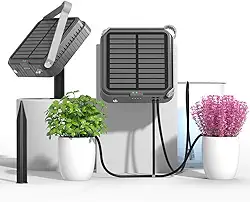 Sistema de irrigação por gotejamento automático solar, arnês de luz solar ou energia externa para uso interno e externo, chuva ou brilho! Antisiphoning, suporta até 15 vasos de plantas, design fácil