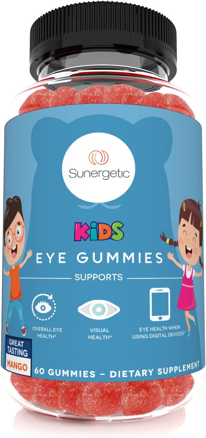 Sunergetic Premium Eye Support Gummies for Kids - Lutein with Zeaxanthin Supports Overall Eye Health, Vision & Macular HealthโClinically Studied Lutein & Zeaxanthin with Lutemax 2020-60 Gummies