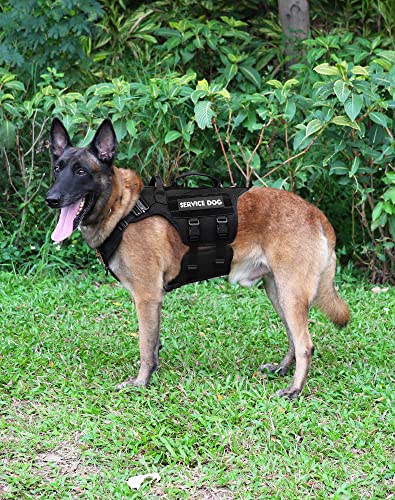 Image of PETNANNY Tactical Dog Harness - No-Pull Service Vest for Large Breeds, with Hook & Loop Patch Panel & MOLLE System | Padded Handle for Walking, Hiking & Training (Black,XL)
