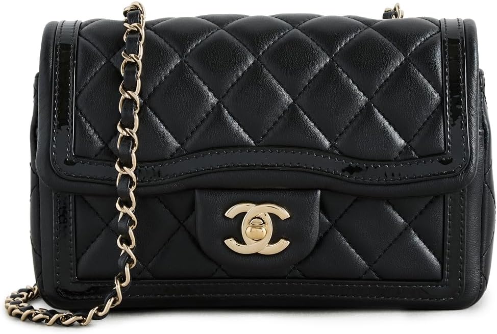 WHAT GOES AROUND COMES AROUND Women's Pre-Loved Chanel Black Lambskin Half Flap Mini Bag