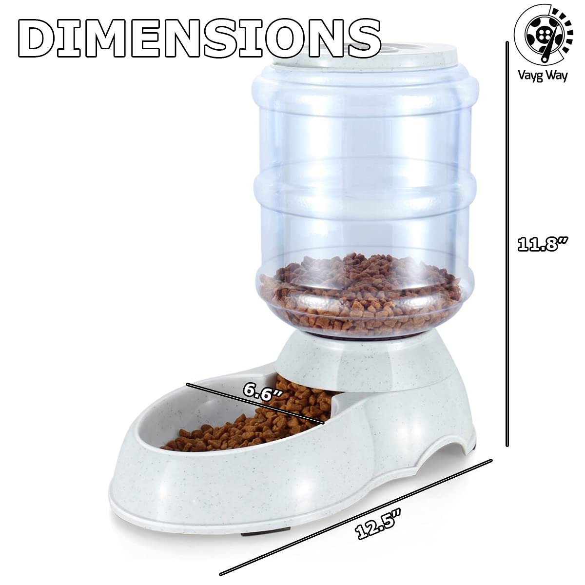 VaygWay Self Dispensing Pet Feeder Automatic Gravity Dog & Cat Feeder Dry Food Dispenser (Plastic) (Standard) 2