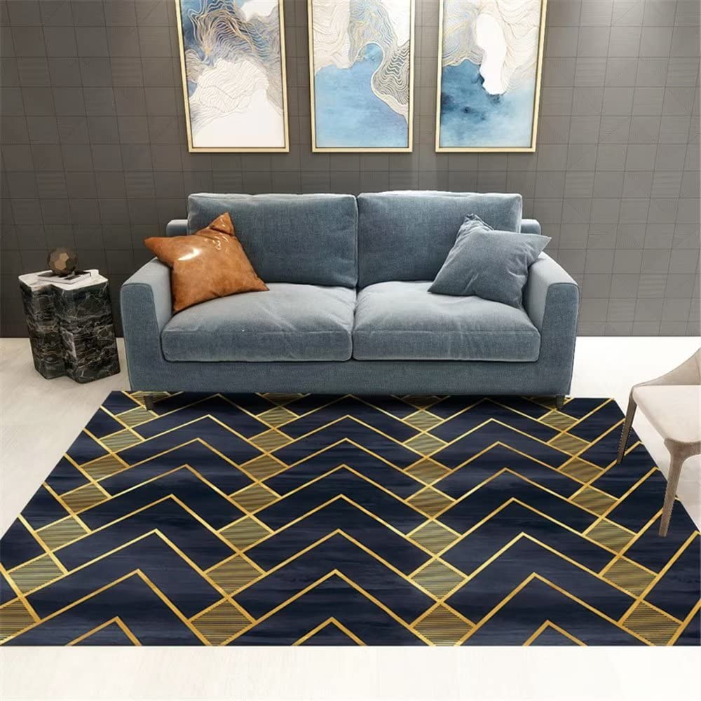 Tapis lavable jaune résistant aux taches pour chambre et salon