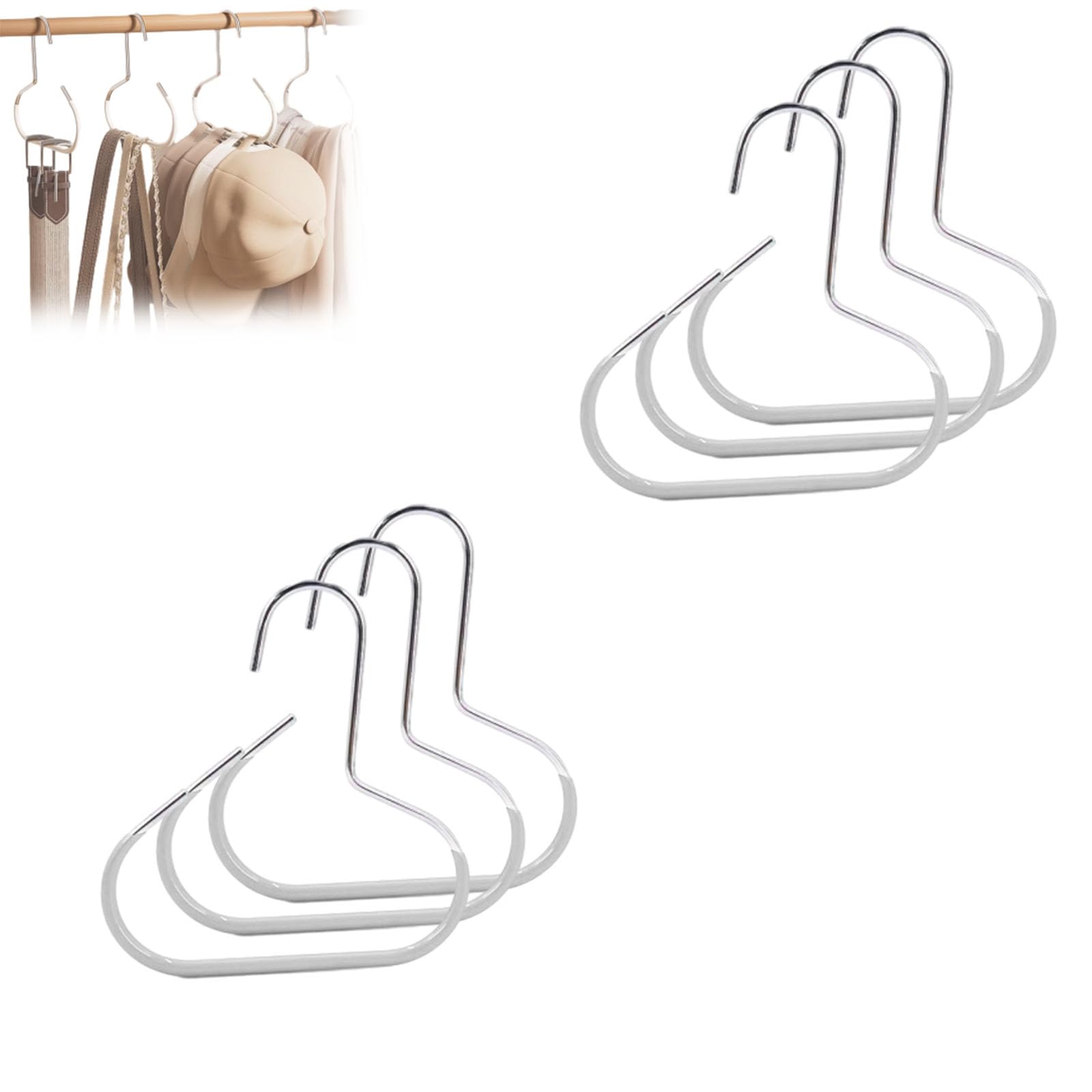 Durable Steel Hangers: Maximize Closet Space with Versatile Storage, Hat Organizer for Closet, Stainless Steel Hat Hangers, Space-Saving Hat Rack for Shawl, Scarf and Accessory (Gray, 6pcs)