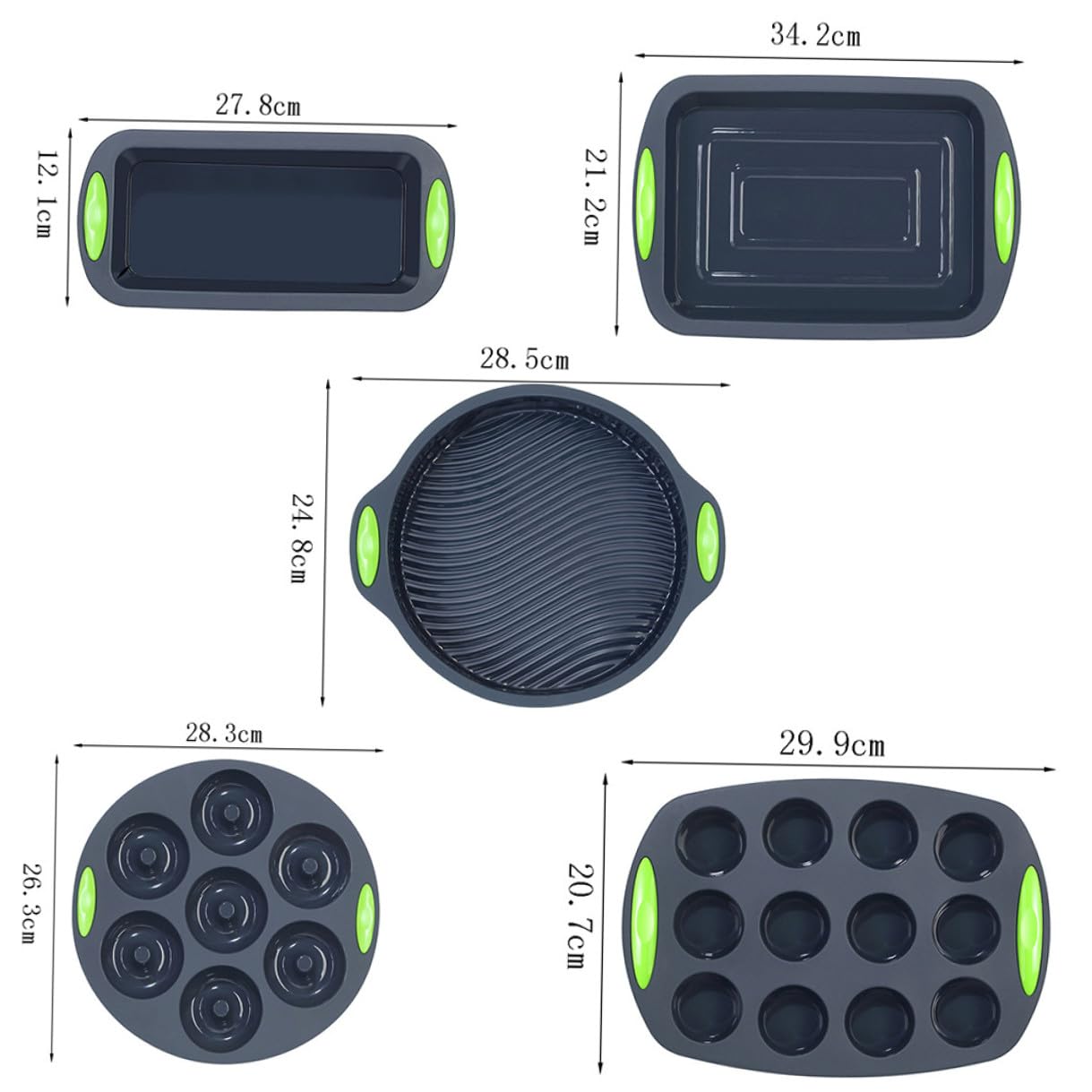 Ciieeo Molde para Hornear Pasteles de Silicona 5 Piezas, Molde para Pastel de Cocina Flexible, Color Gris, Reutilizable y Fácil de Limpiar, Adecuado para Repostería Casera y DIY