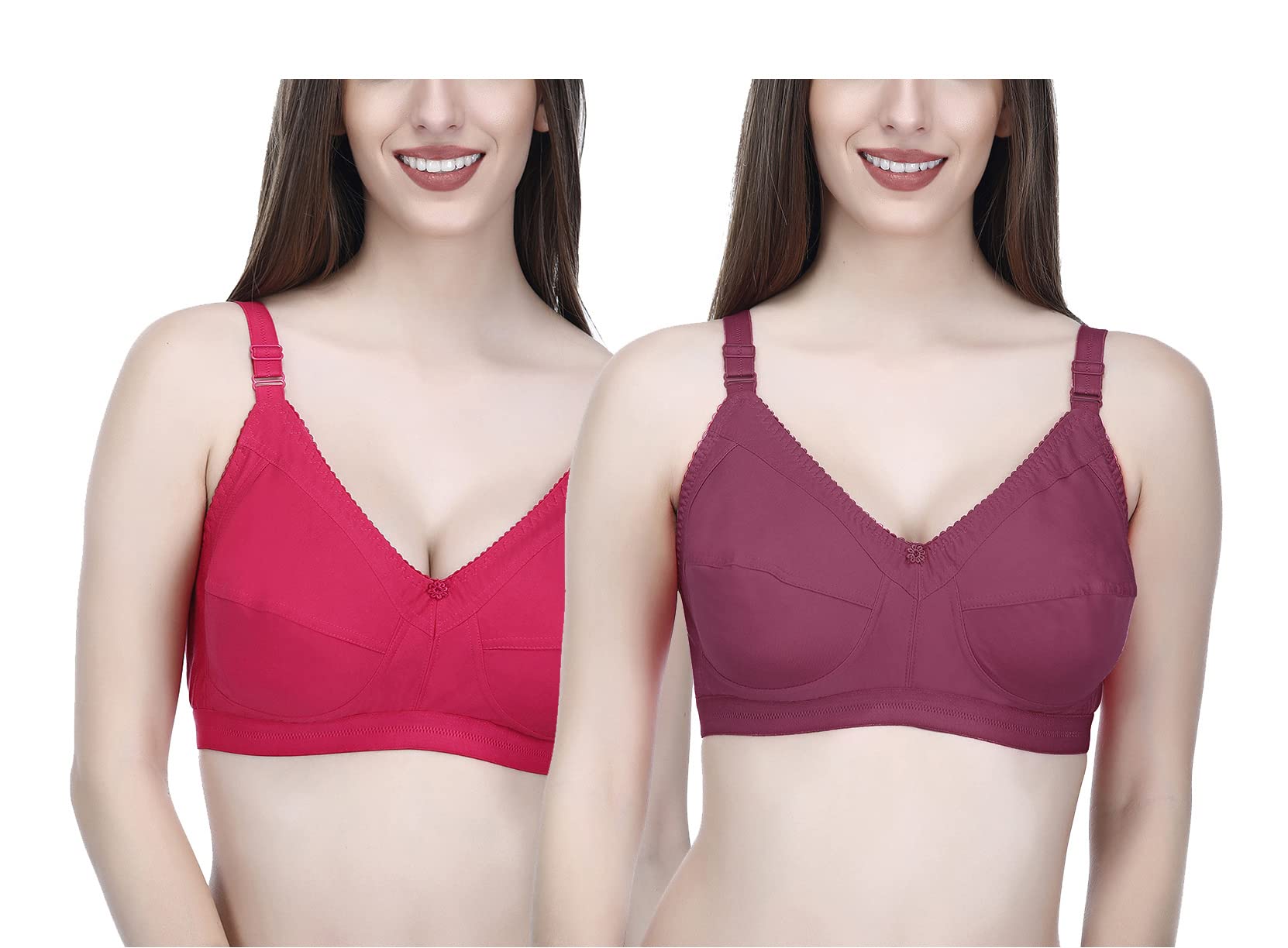 elina Women's Full Coverage Non Padded Non Wired Cotton Bra Pack of 2-picture-26