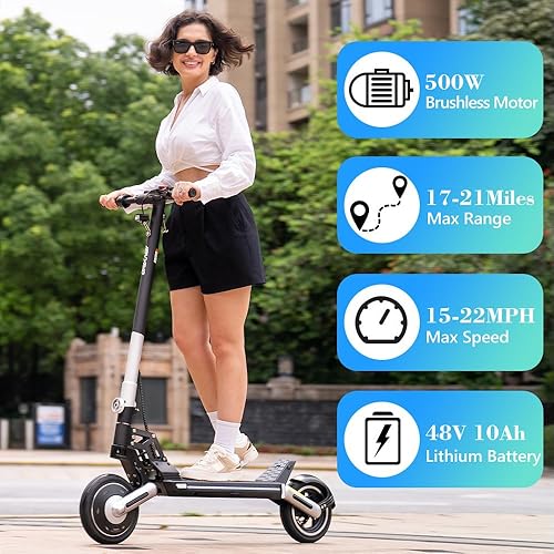 Miniatura 2 de Patinete eléctrico para adultos  Neumáticos sólidos de 9.5 pulgadas  Hasta 19 millas de largo alcance y 19 MPH Scooter eléctrico plegable portátil