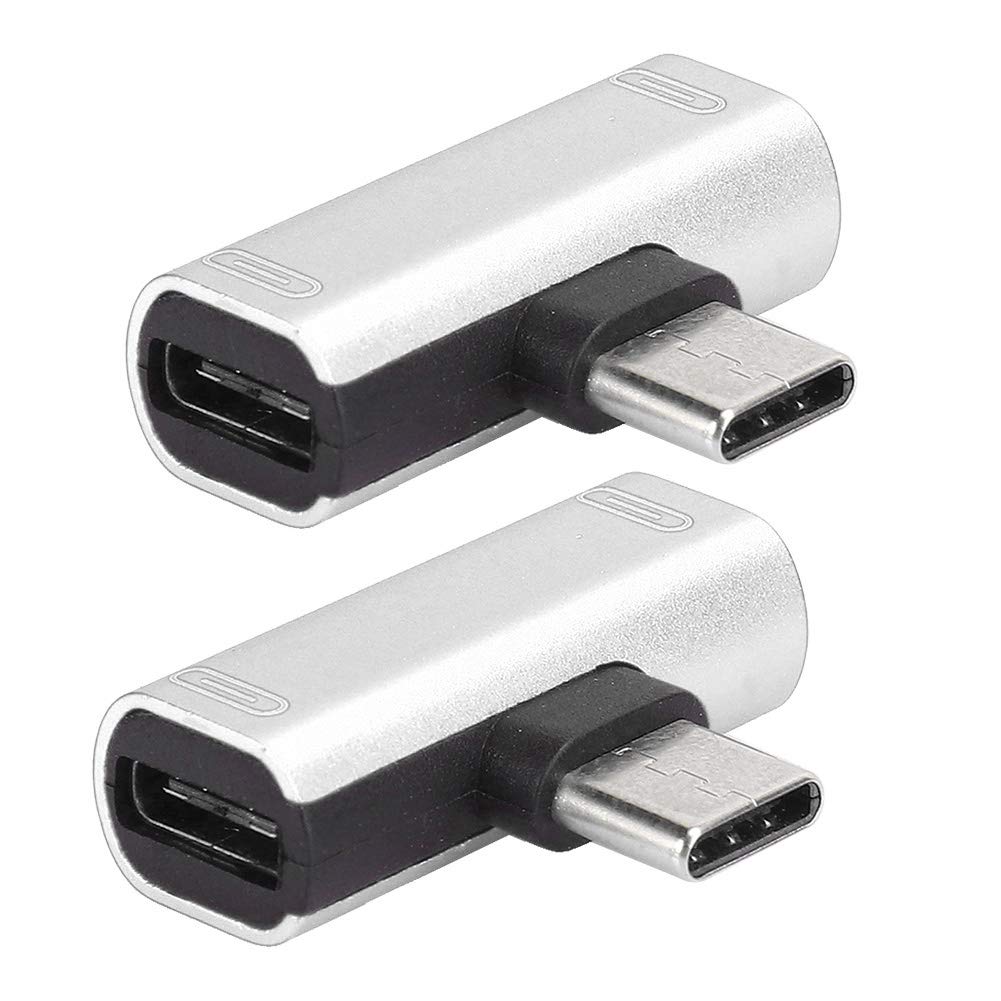 USB C Splitter, 2Pcs Typec Converter Splitter Dual 2 In 1 To Headphone USB Audio Charger Adapter (Silver