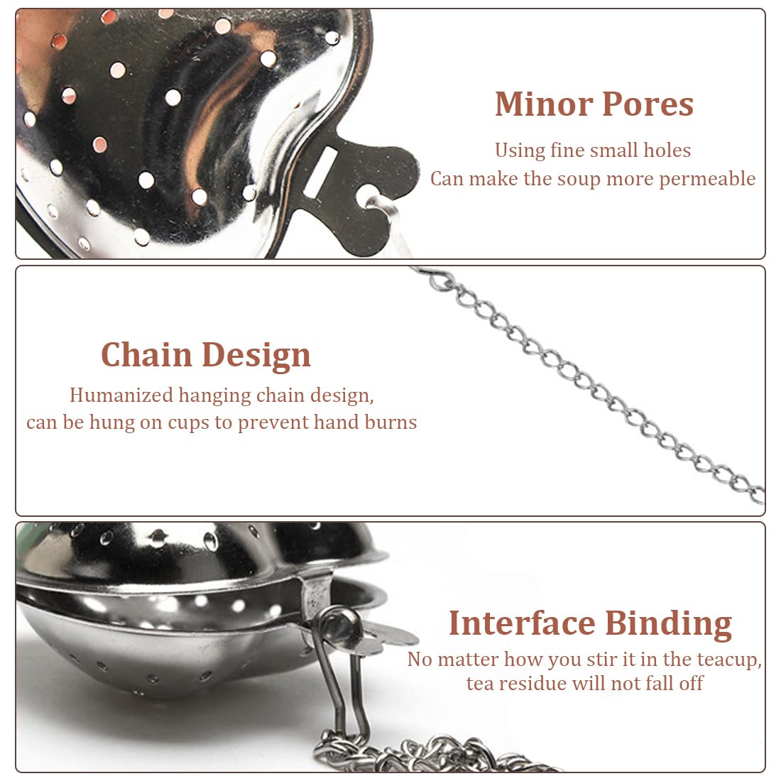 Colini Da Tè A Forma Di Cuore In Acciaio - Set Da 4 Con Catena, Per Tisane E Infusi - Foto 2