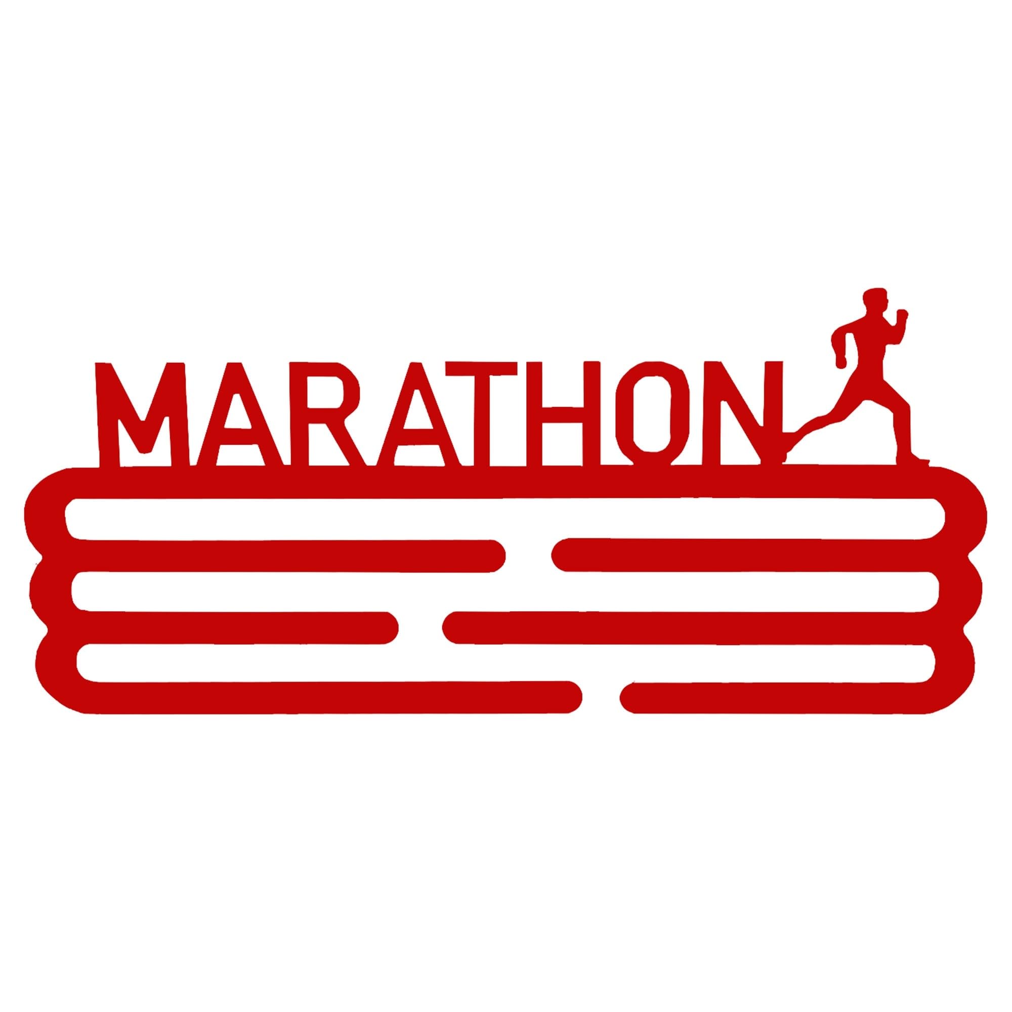 WELL HOME MOBILIARIO & DECORACIÓN Medallero Maratón Rojo con Capacidad para 15 medallas, 5cm-​Regalo para Runners, Adultos Unisex, 30x13,​5 cm