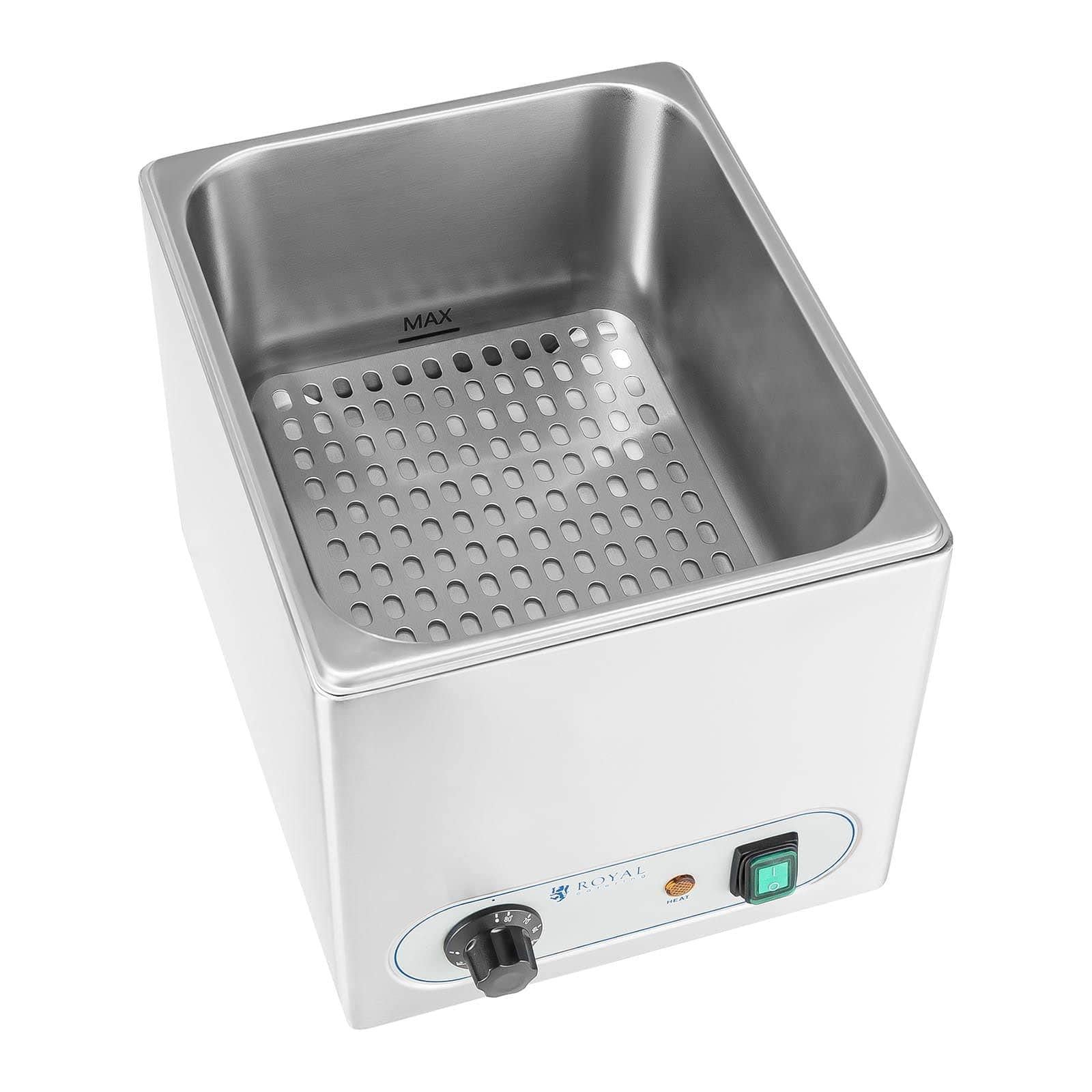 Royal Catering RCHW-1000 Bagnomaria Scalda Wurstel Hot Dog (10 Litri, 30-90°, Acciaio Inox, 1000 W)
