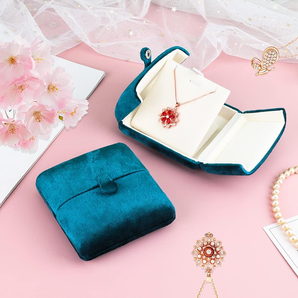 iSuperb Velvet Pendant Necklace Box Jewelry Gift Box Bracelet Chain Earrings Jewelry Display Storage for Christmas Engagement Proposal image 3