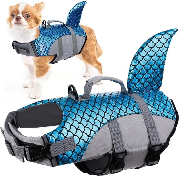 VBM Dog Life Jacket for Swimming Pet Safety Vest Adjustable Safety Jacket for Dog Lifesaver Swimming Training, Summer Swimwear Ripstop Float Coat