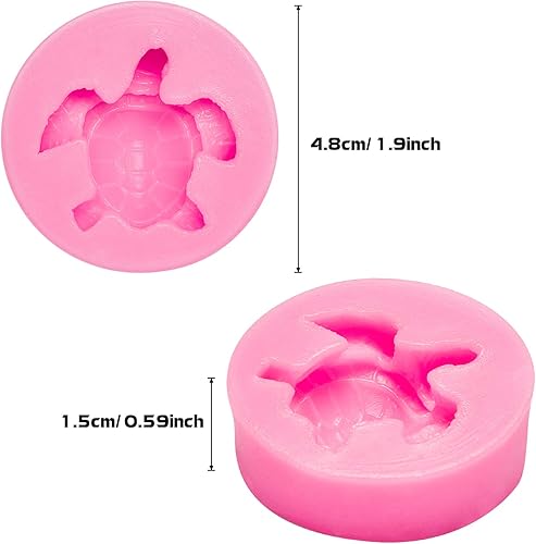 Miniatura 2 de Boao Molde de silicona de tortuga marina, 2 piezas, molde de fondant de tortuga, chocolate, para hacer bricolaje, hornear, pasteles, postres,