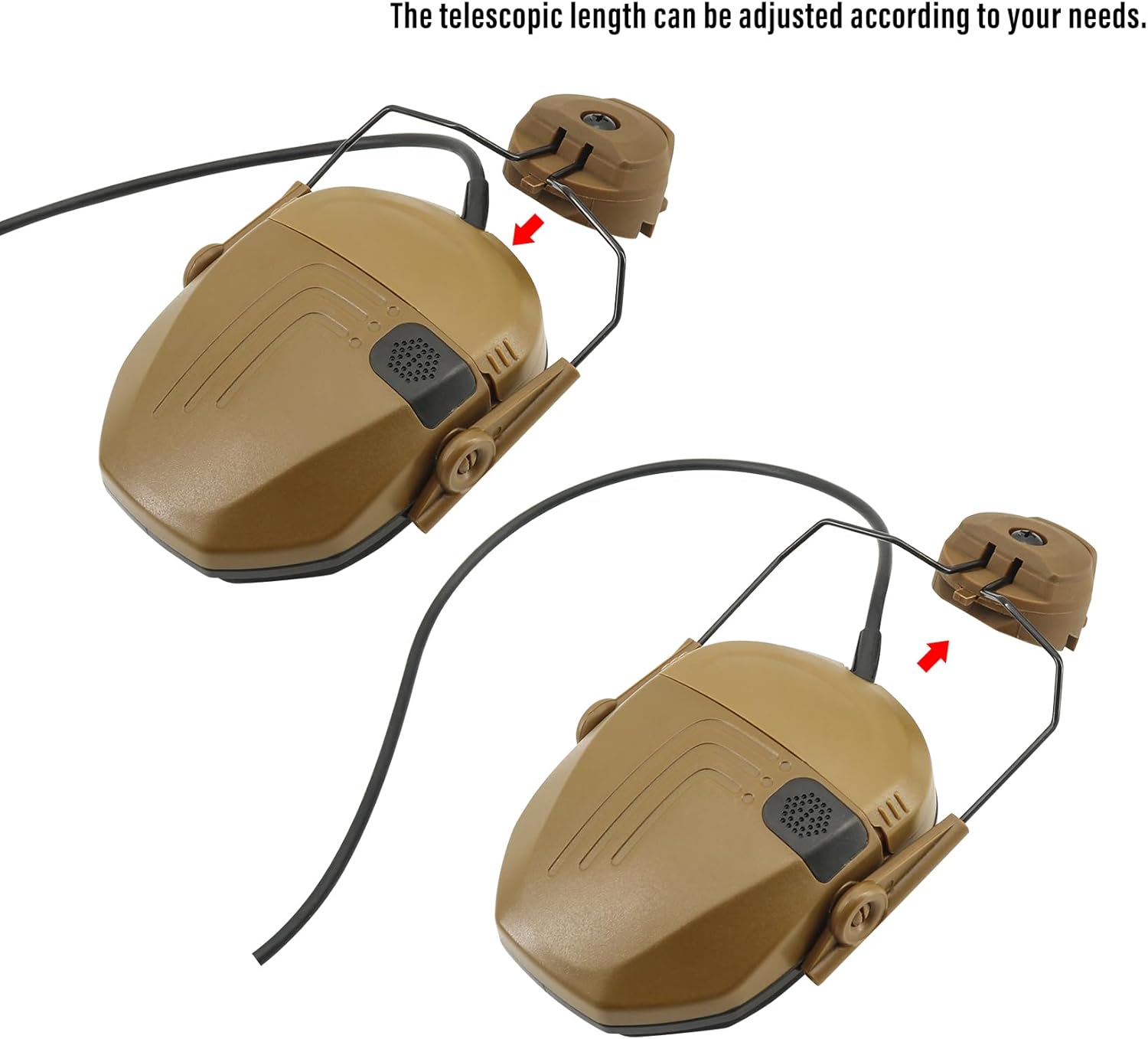 Tactical Noise-Reduction Headset for ARC Rail Helmets, Hearing Protection Ear Muffs for Shooting, Hunting,Airsoft