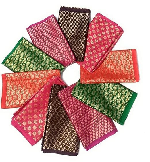 little PANDA Women’s Blend Multicolor Unstitched Blouse Materials – 1 Meter Each, Free Size – Pack of 10 Pieces for Saree Matching, Tailoring & DIY Blouse Stitching