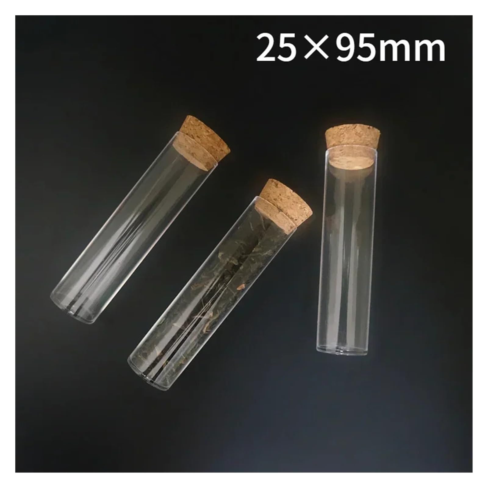 sprzęt laboratoryjny 12 szt./opakowanie 25 x 95 mm, plastikowe probówki laboratoryjne z płaskim dnem, probówka do pakowania próbek z korkiem