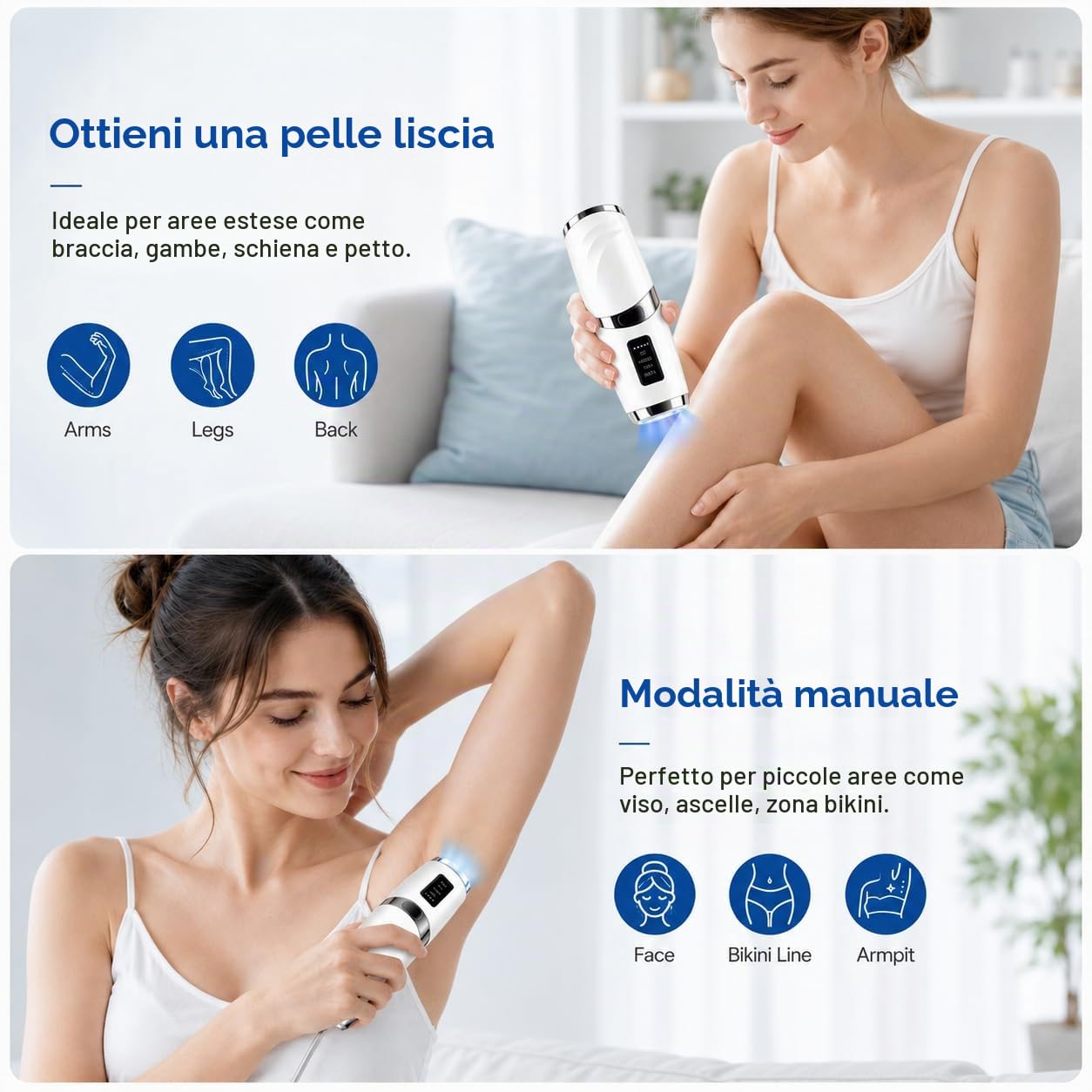 Epilatore Luce Pulsata con Funzione di Raffreddamento, 999999 Epilatore Laser 9 Livelli di Energia, Epilatore Per Donne e Uomini, Ascelle,Viso, Tutto il Corpo,