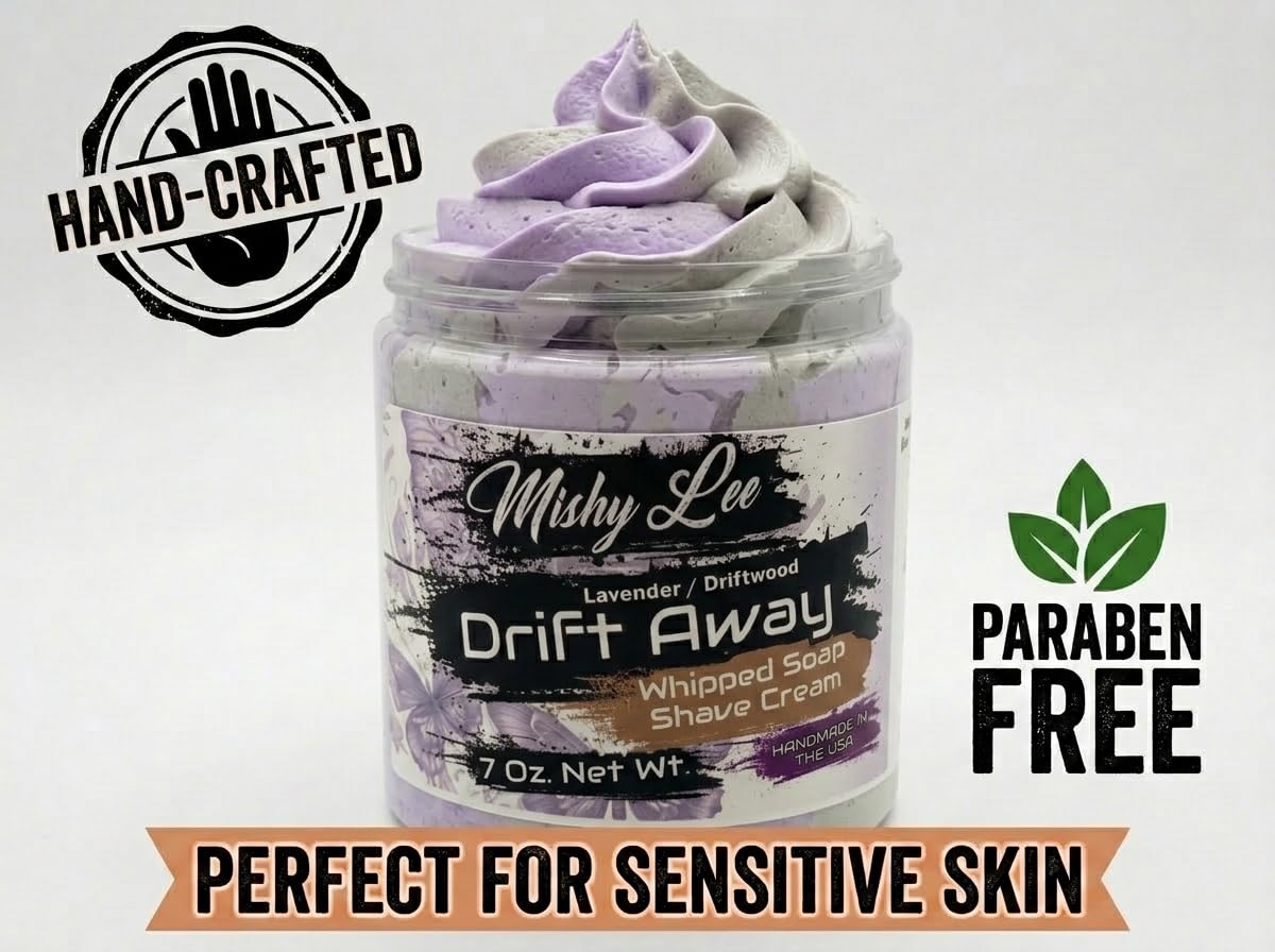 Lavender Driftwood Whipped Soap and Shave Cream - 20 Oz. - Hand-Crafted - Paraben Free, Moisturizing