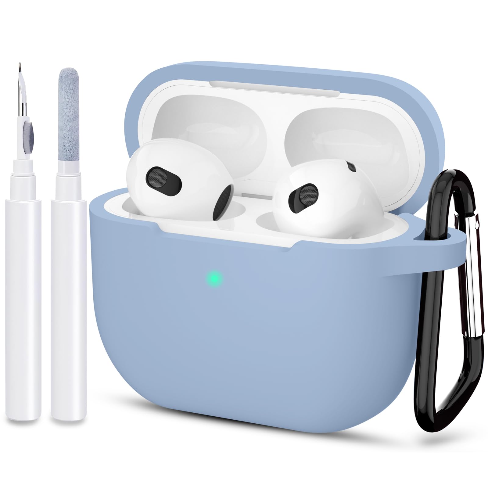 ATUAT Silicone Protective Cover Compatible for Air Pods 3rd Generation Case with Wireless Charging 2021 (Denim Blue)