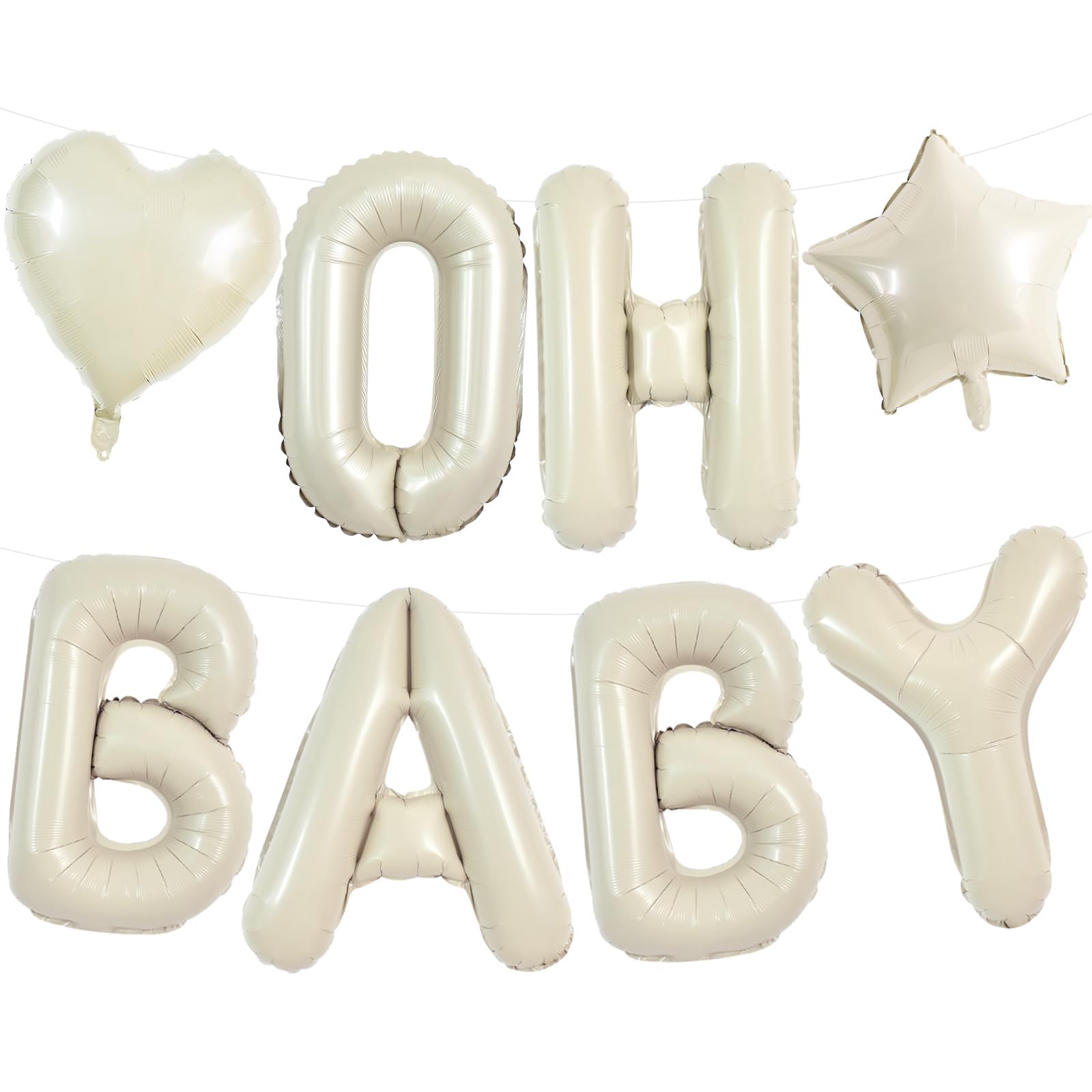 DecoGlee OH BABY Balloon,40 Inch Cream White Foil Letter Balloons,Large Baby Shower Balloon Banners for Gender Reveal Party Decoration Birthdays Party Decoration