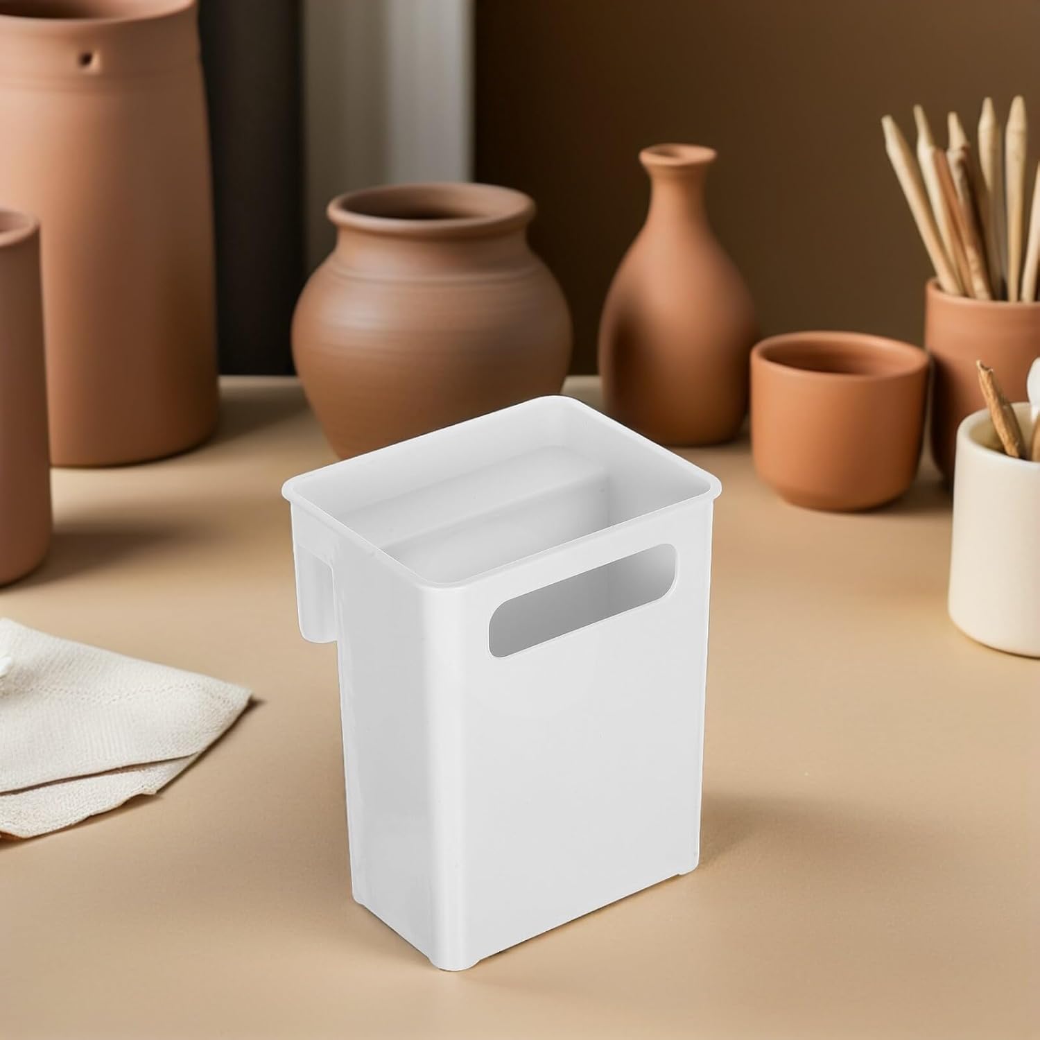 JOINPAYA Pottery Wheel Side Container Hanging Storage Bin for Clay Tools Ceramic Pottery Machine Accessory with Water Tray Waste Collection Box