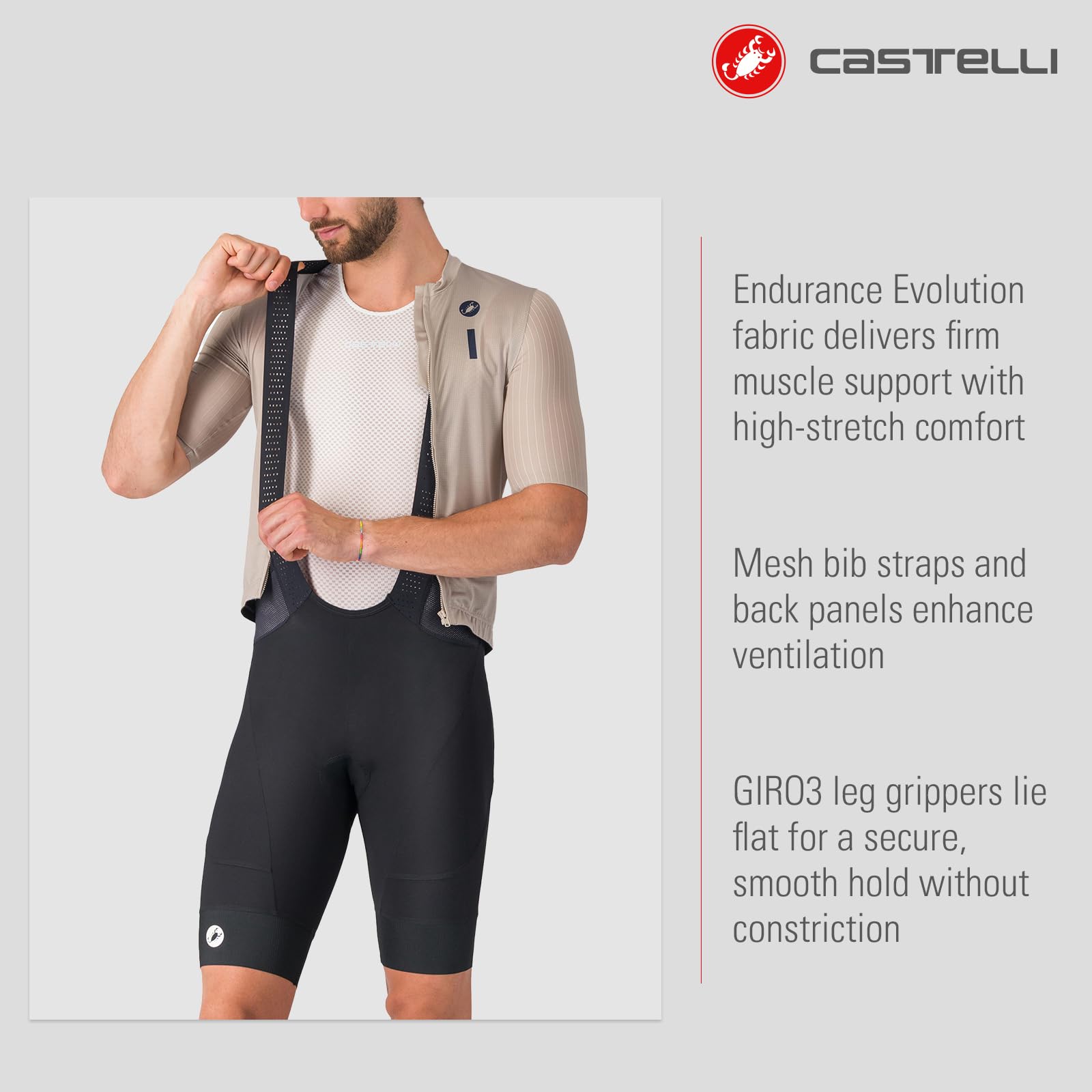 CASTELLI Herren Endurance 4 Trägerhose, Rennrad-Trägerhose, Sitzpolster und Endurance-Evolution-Gewebe für Langstreckenkomfort