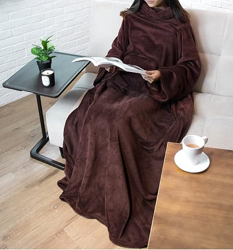 Miniatura 177 de PAVILIA Manta con mangas para adultos, mujeres y hombres, manta suave y cálida de forro polar, manta de regalo Negro -,Marrón,Burrito Beige,Carbón