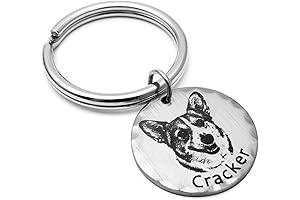 Personalized Pet Art on Silver Keychain, Custom Dog Nose or Paw Print Keyring