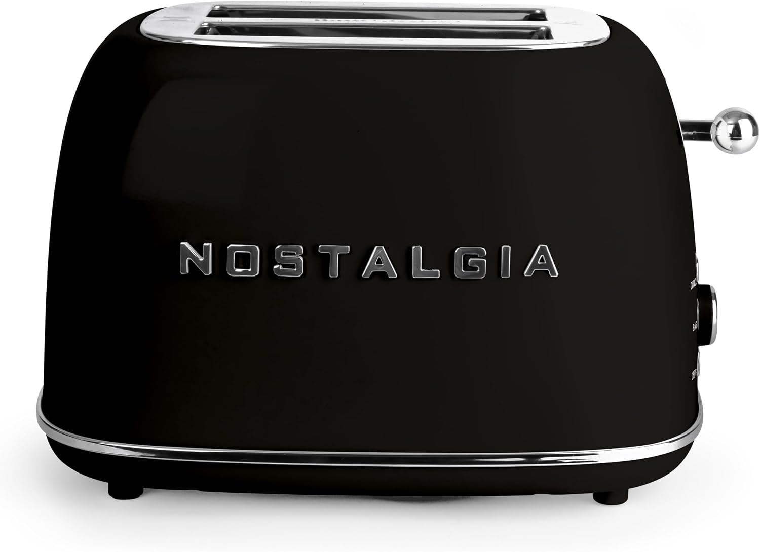 Nostalgia Classic Retro 2-Slice Toaster- Vintage Design- Enamel Coated Steel Body- Wide Slots for all Breads- Crumb Tray, Cord Storage- Defrost,Cancel and Bagel Function & 6 Toasting Levels- Black