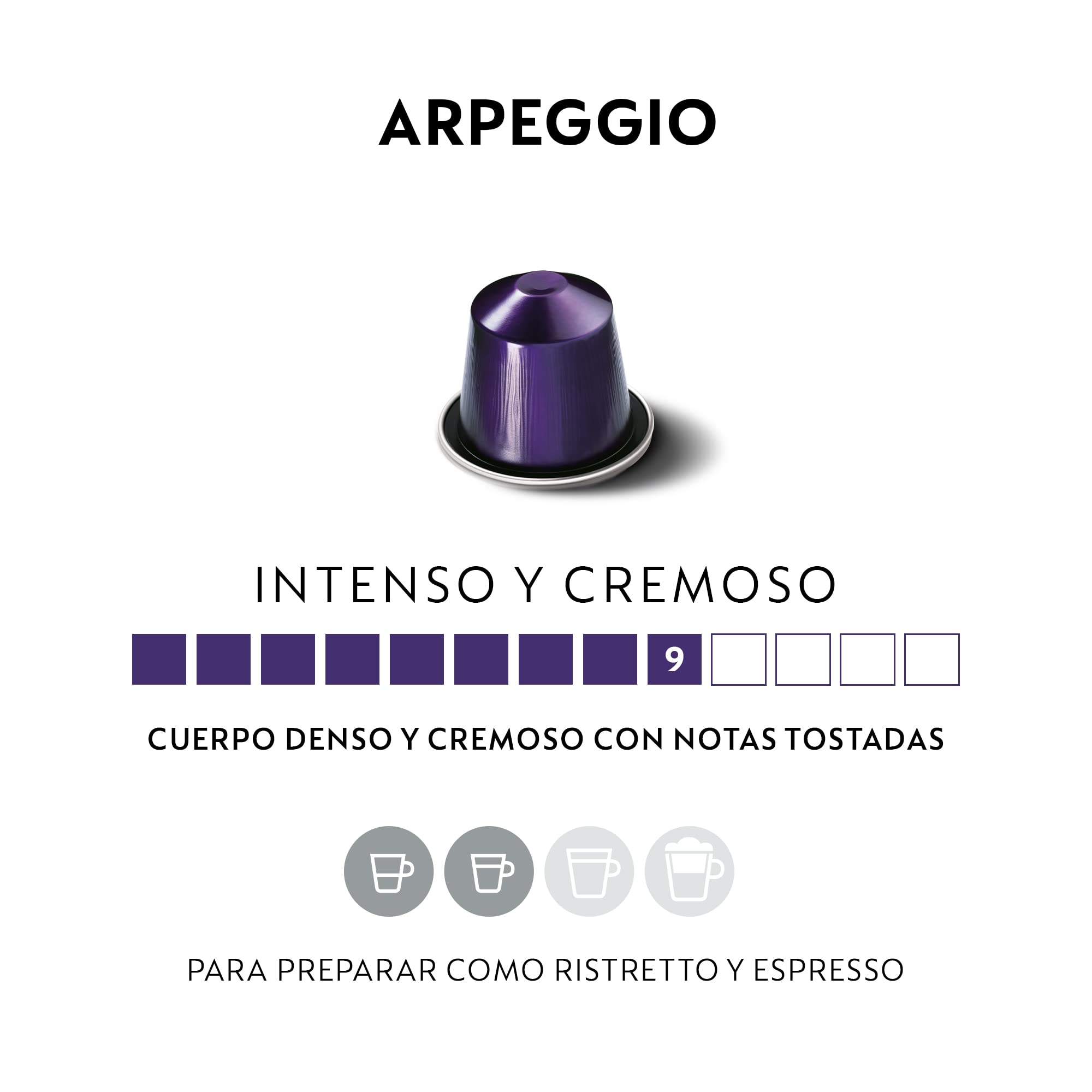 Nespresso Original Cápsulas de Café Arpeggio, 50 Cápsulas para Máquina de Café, Cafetera, Tueste Intenso con Notas de Cacao